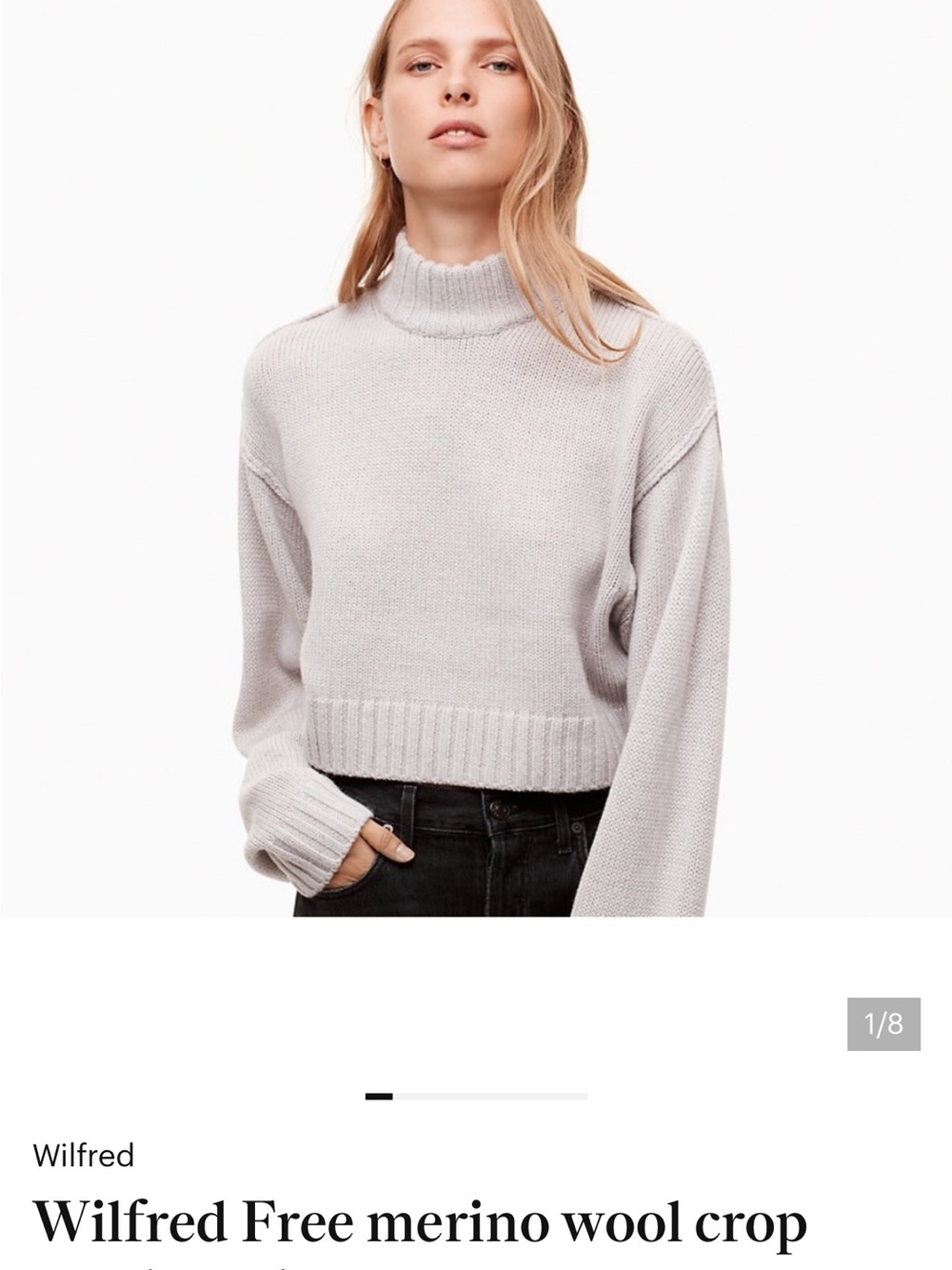 Wilfred Light Cream Cropped Mock Neck Sweater